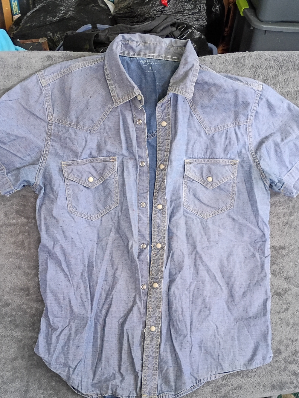 Vintage Arizona Jean Company Light Blue Short-Sleeve Western Denim Shirt